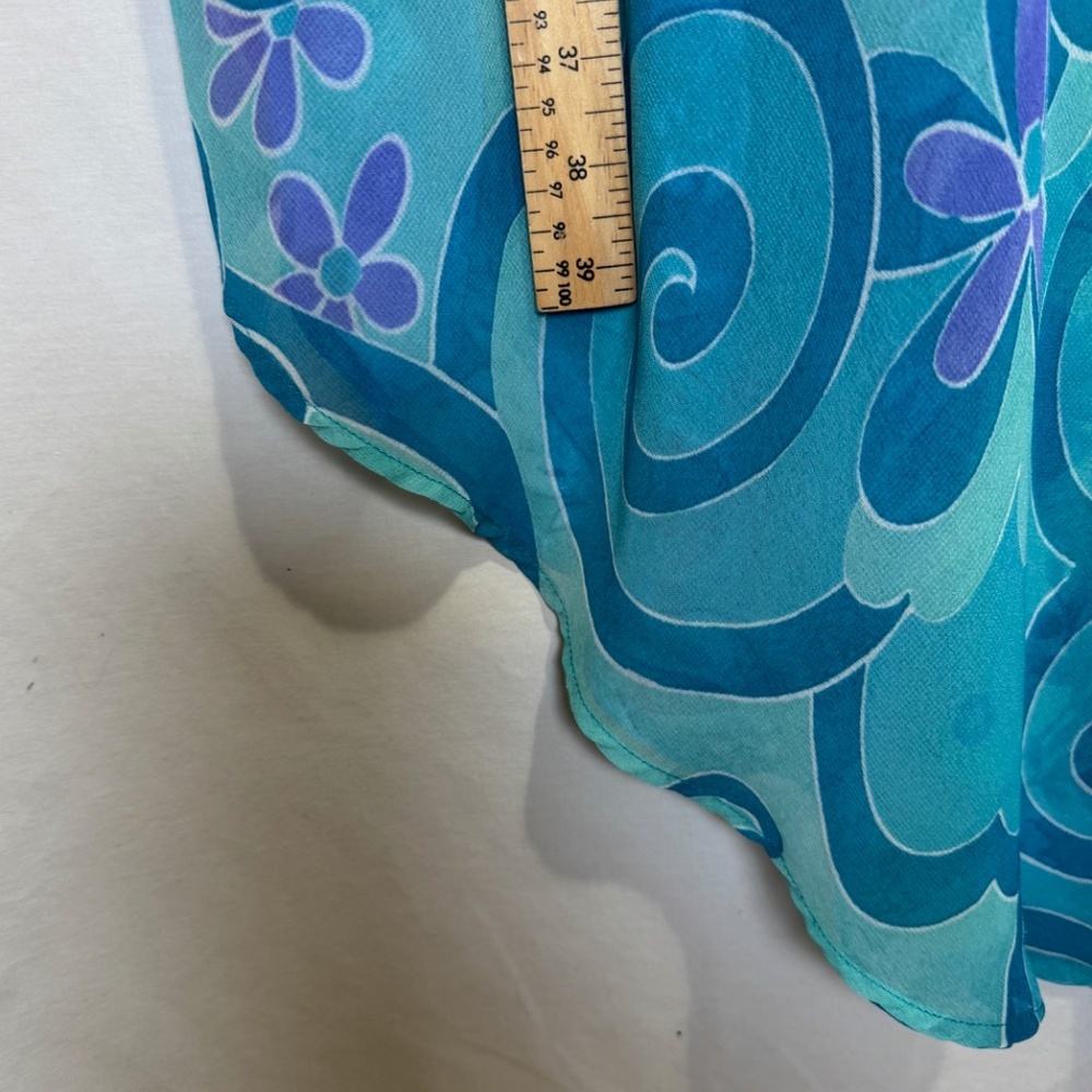 Nikky M Dress Womens Size Medium Blue Asymetrical Hem Floral Chiffon Sleeveless - Picture 3 of 5
